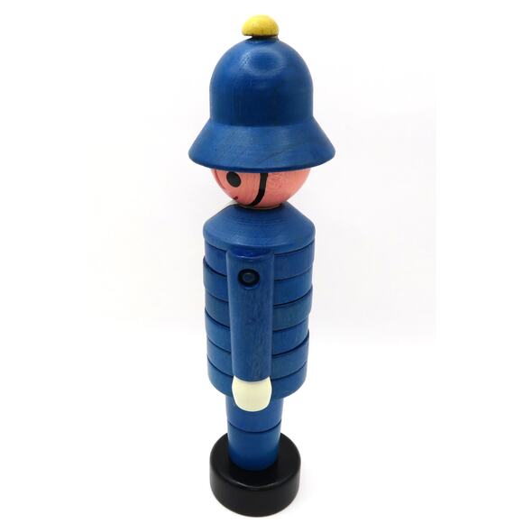 Vintage Czechoslovakia Wooden Stacking Policeman Toy Mid Century Modern Figure - Picture 4 of 10